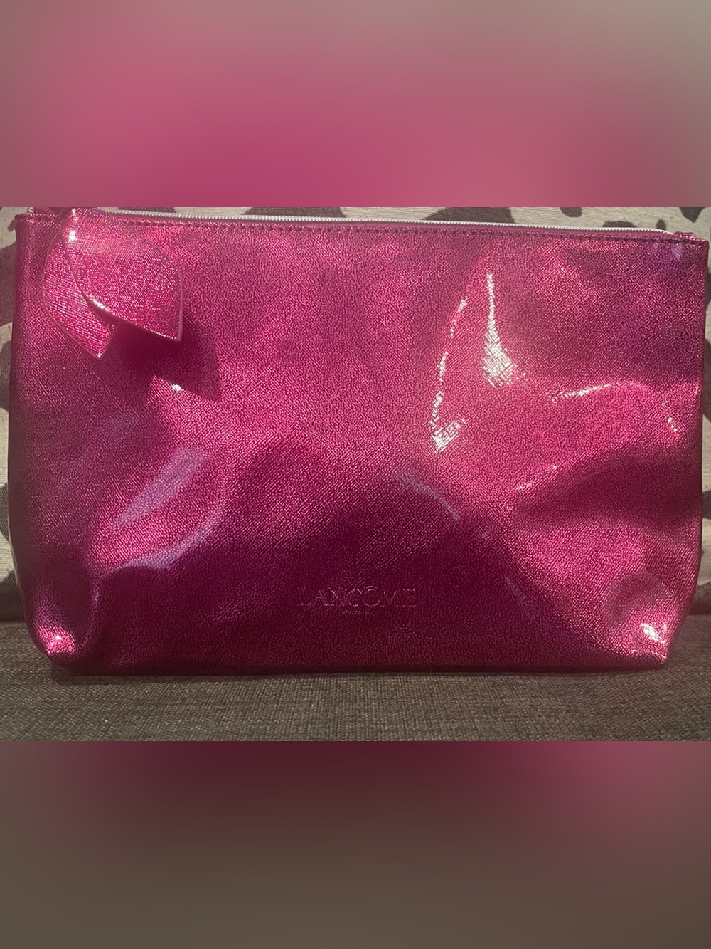 Lancôme Shimmery Pink Cosmetic Pouch NWOT 11 x 7.5